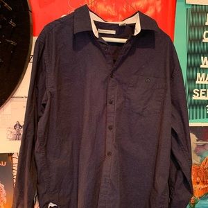 MODA CAMPIA button up. Large. Navy dots